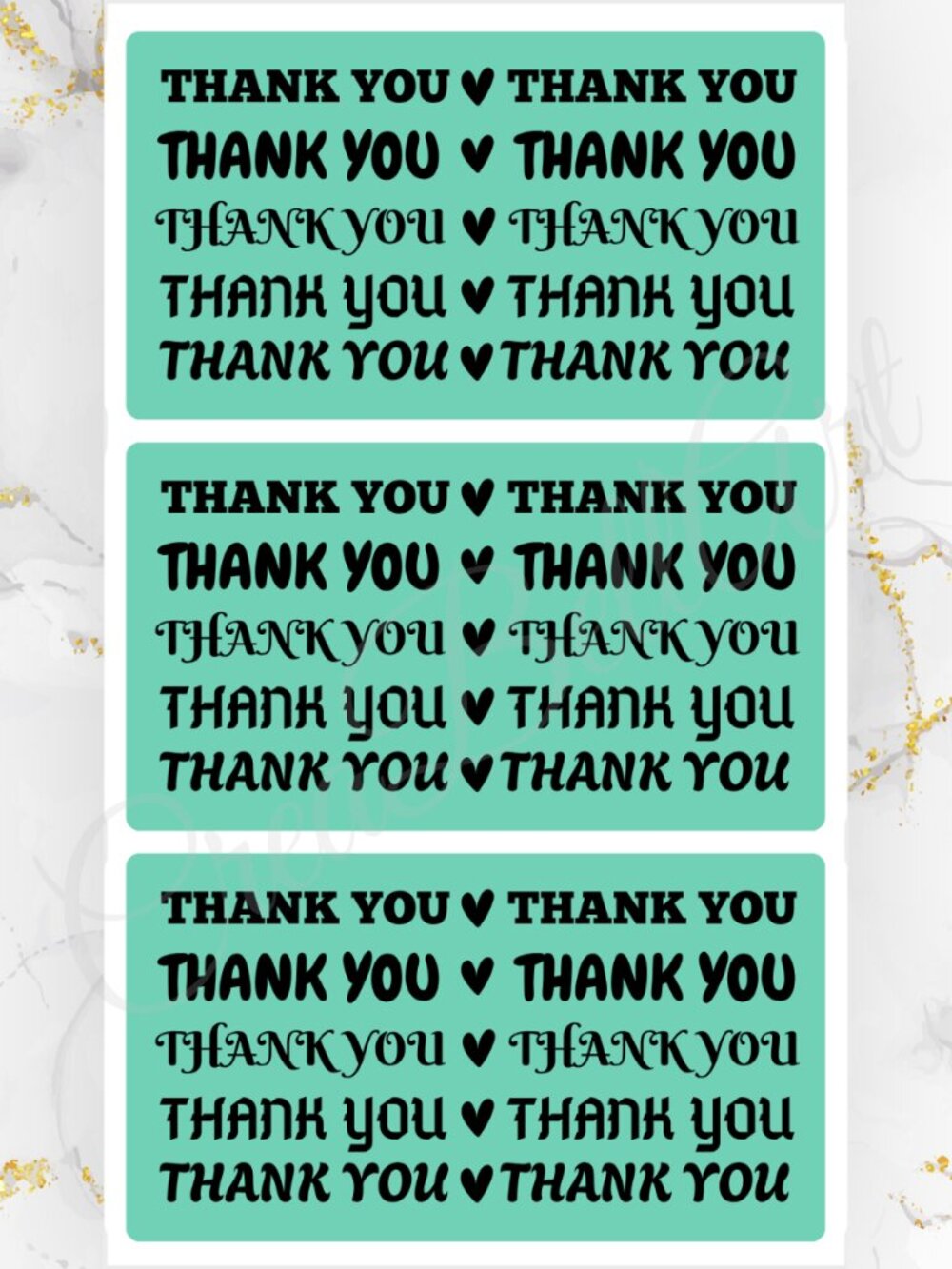 100 thermal Thank you Stickers 2.25" x 1.25" Rectangle